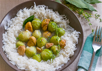 Brussels Sprouts With Chestnuts And Basmati Rice