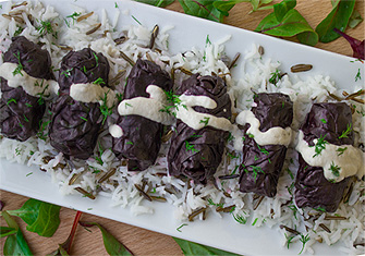 Stuffed Swiss Chard Rolls With Sunflower Seeds Sauce